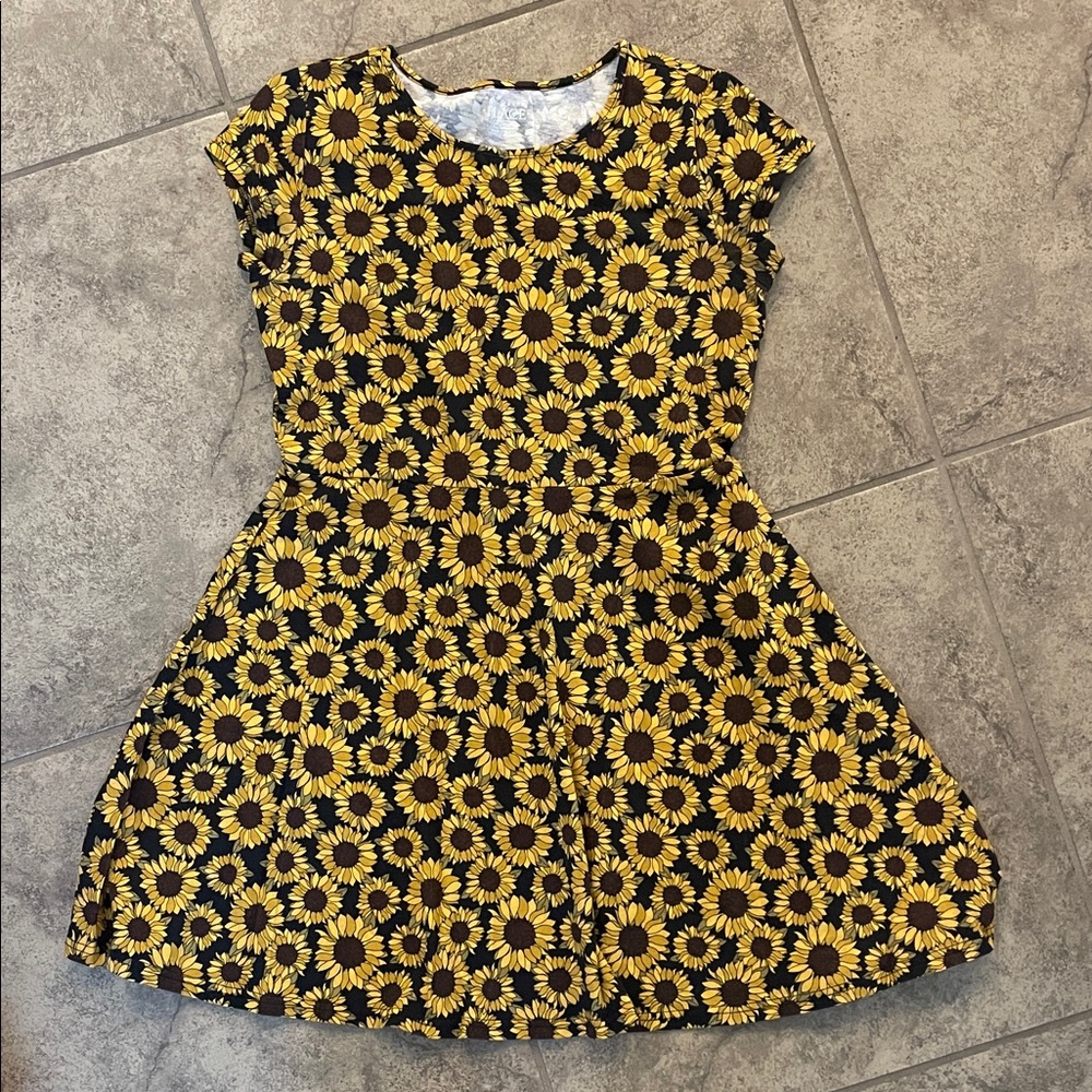 The Children's Place Sunflower Print Dress - Black and Yellow